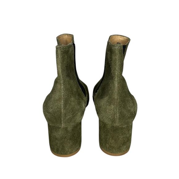 Madewell Chelsea Olive Green Suede Ankle Fall Booties Boots Block Heel Size 9.5 - Picture 6 of 11